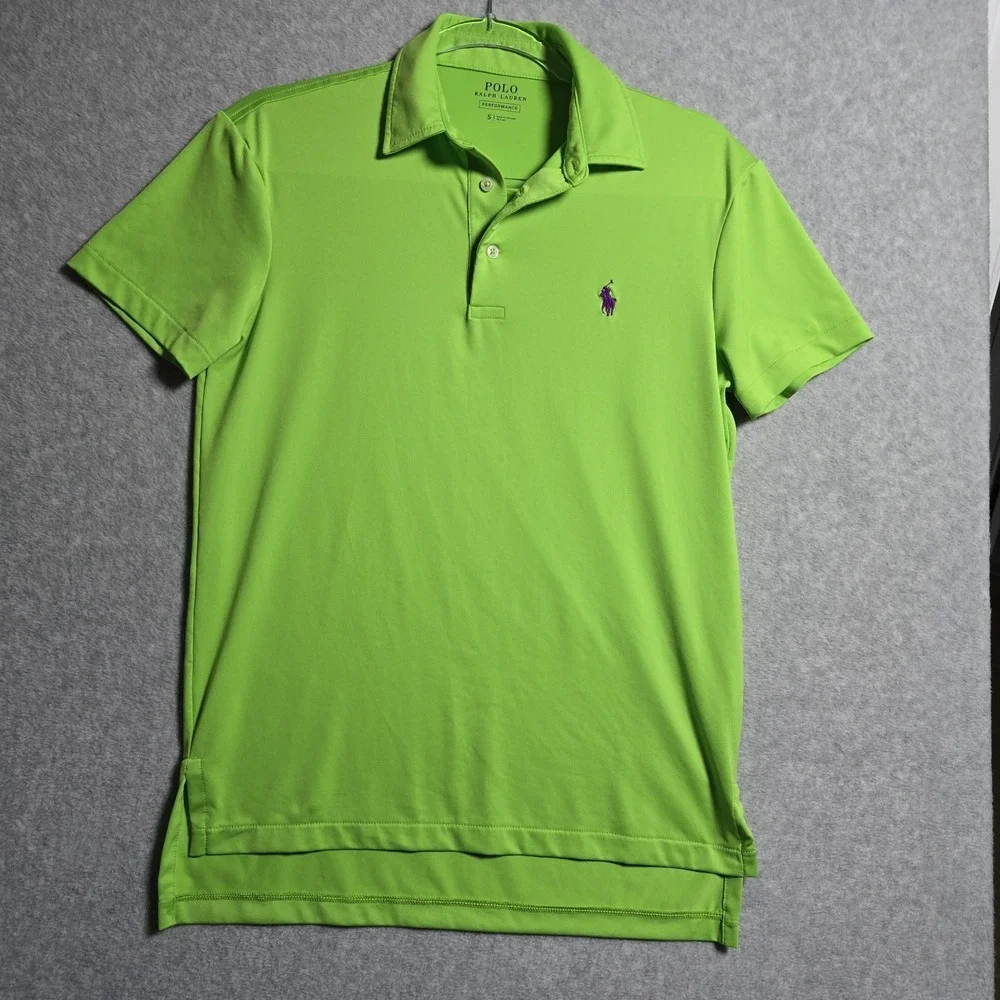 Polo Ralph Lauren Shirt Men Small Neon Performance Stretch Wicking Pony Golf - Picture 2 of 6